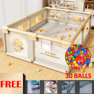 Quây Bóng Cho Bé Beige Lưới thoáng chống kẹt | Chất liệu inox + Tháo lắp dễ | Tặng 4 quà