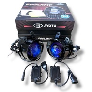 A PAIR OF AYOTO BLUE LENS FOGLAMP BI-LED PROJECTOR LIGHT SET 3 INCH TOYOTA BRECKET 3 COLORS HI-LO BE