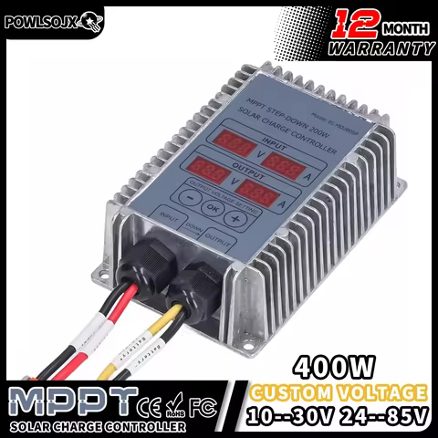 200W 400W Step-up/Down MPPT 24~85V/10~30V Output 17-55v Real-time Tracking Solar Battery Aluminum Ch