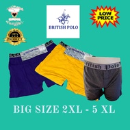 2pcs/Pack British Polo Men BIG Size Boxer Trunk Underwear 100% Cotton Saiz Besar