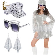 [kokiya] 70S Disco Hat Set Sparkly 70S Disco Accessories Decorative Headwear Costume Accessories Set