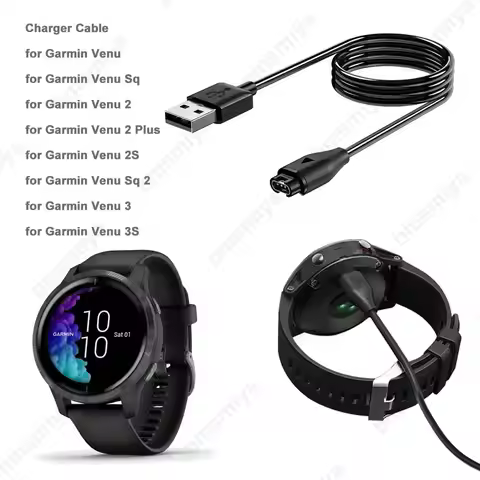 1PCS 1m USB Charging Cable for Garmin Venu/Venu Sq/Sq Music/Venu 2/ Venu 2S/Venu Sq 2/Venu 3/Venu 3S