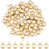 PH PandaHall 50pcs 304 Stainless Steel Bail Beads Hanger Links Golden Rondelle Carrier Beads Loose S