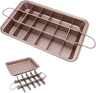 Brownie Pan with Dividers, Non-Stick Backing Pan, 18 Pre-slice All Edges, Muffin and Cupcake for Bak