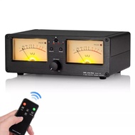 Dual Analog VU Meter Sound Level DB Panel Display 2-way Amplifier / Speaker Switcher Box Selector W/ Remote Control