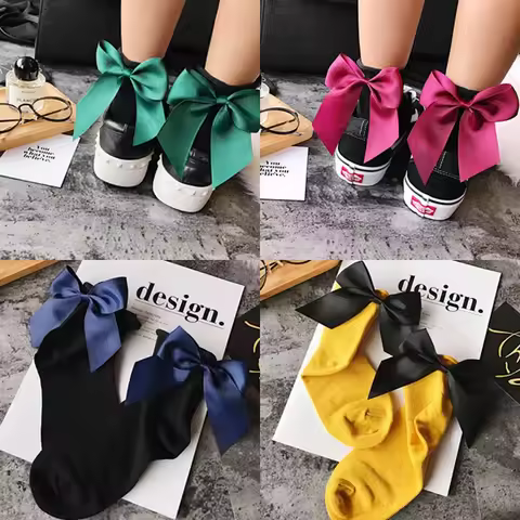 Fashion Cute Bow Short Socks Women Harajuku Ankle Cotten Socks Autumn Summer Hipster Ankle Funny Soc