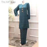 ◎◊[STA] ABC-303 | Baju Kurung Pahang Raya Kain Songket Printed Plain Lipat Batik Teal Blue Biru