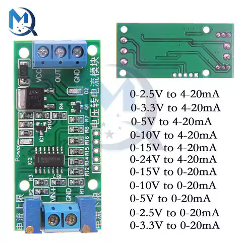 Voltage Current Signal Converter Transmitter 0-2.5V 0-3.3V 0-5V 0-10V 0-15V 0-24V to 0 -20mA/4 -20mA