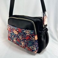 Bonnie 專櫃包包3127 新撞色尼龍＋歐洲植鞣牛皮 多格層 彩色繩結紋 斜背包特價$1880