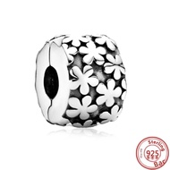 Charm Hoa Cúc Bạc 925 Sterling Với Khóa Cài Đá CZ Chốt An Toàn Cho Vòng Tay Tương Thích Với Pandora 