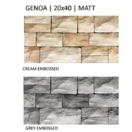 Keramik 20x40 Matt 2 Motif Batu Bata Garner Terracota &amp; Genoa Grey Kw3