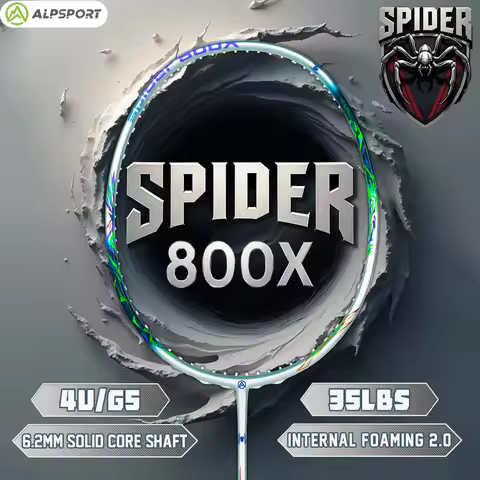 ALP SPIDER 800X 3D 4U Super Light Full Carbon Badminton Racket Max 35LBS High Tension for Precision 