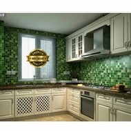 Wallpaper stiker dinding dapur dan kamar mandi alumunium foil hijau 5