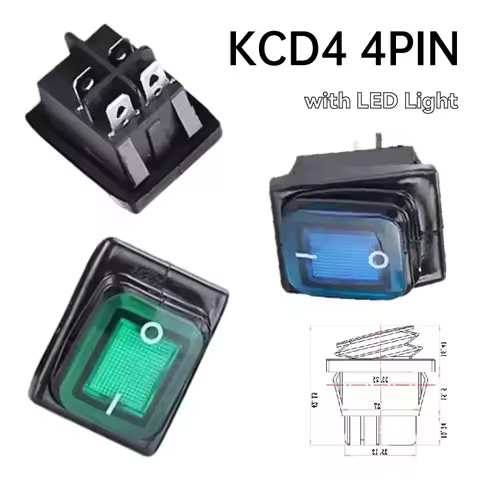 Seal Power Switch 12V 220V Waterproof Rocker 4 Pin KCD4 Car Boat Button with LED Light