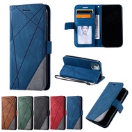 For iPhone 14 Plus 14 Pro Max Leather Case Magnetic Contrasting Colors Flip Wallet Cover Casing