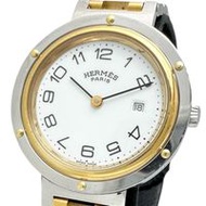 นาฬิกา HERMES Clipper มือสอง ตัวเรือนสแตนเลสสตีล/กลไกควอตซ์ GP หน้าปัดสีขาว สายนาฬิกาสีทองและเงินผสม