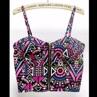 Woman zip crop top padded tank