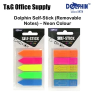 Dolphin | Self-Stick (Removable Notes) Index Notes / Sign Here Index Notes - Neon Colour (5 Colour)