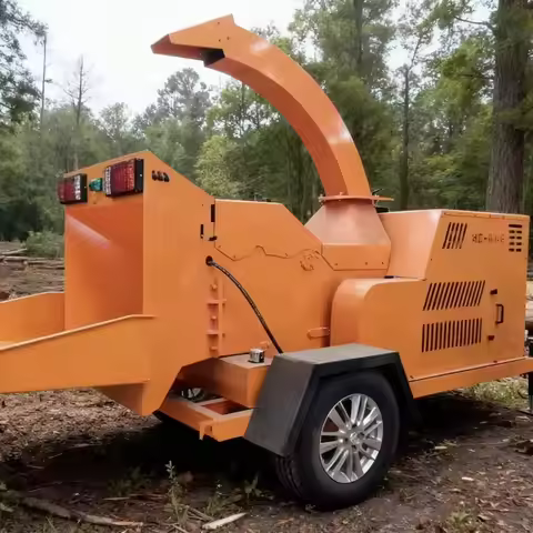 50HP Heavy Duty Wood Grinder Large Tree Chipper Diesel Powered Automatic Feeding High Crushing Effic