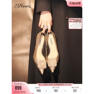 73hours Women's Shoes Golden Years Spring New Style Wedding Shoes Women's Diamond Buckle Pointed Toe