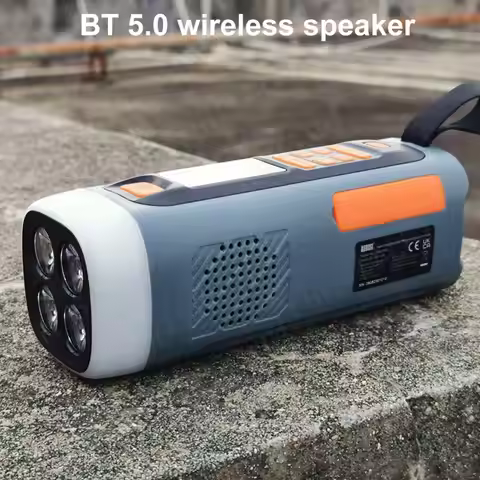 Solar Hand Crank Radio DAB FM Radio with Flashlight BT Speaker Emergency Weather Radio Rechargeable 