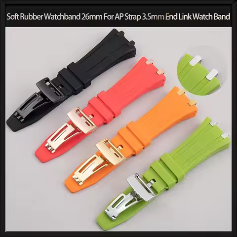 Soft Rubber Watchband 26mm For AP Strap For Audemars Piguet Wristband 15400 15500 26331 3.5mm End Li