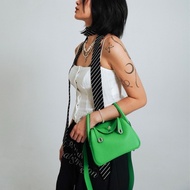 Hermes Mini Lindy 19 牛皮手提肩背兩用包(竹子綠)