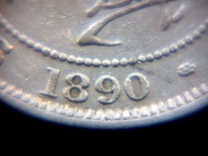 香港維多利亞銀幣-1890年香港二毫(20 silver Cents)銀幣(英女皇維多利亞Queen Victoria像, 有H標記)