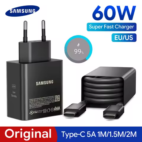 Charger Samsung 60W Original Samsung 60W Charger Fast Charging EU US Adapter Type C Cable Galaxy S26