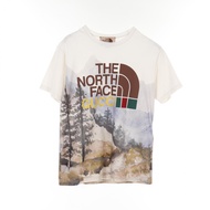 【二手，A級】Gucci GUCCI x THE NORTH FACE 聯名款森林綠純棉男士T卹