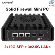 2x10G SFP+ 3x2.5G i226-V Lans Solid Firewall Mini PC Intel Alder Lake N100 DDR5 NVMe HDMI DP 6*USB f