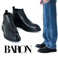 BARON BOOTS Black Leather Shoes รองเท้าหนังวัวหัวแหลม หุ้มส้น รองเท้าคัชชูผู้ชาย รองเท้าหนังทางการ รองเท้าวินเทจ