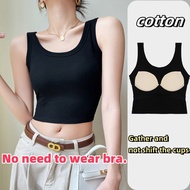 2pcs Women's Vest With Chest Pad Street Style Tube Top For Woman plus Sexy Tank Top