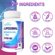 Gyriesse Liposomal 2200mg High Dose Softgel, Trans-Resveratrol 1700mg Plus TMG 500mg