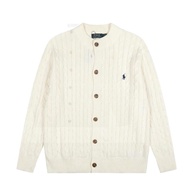 Ralph Lauren 純色小馬刺繡logo男士麻花針織開衫外套