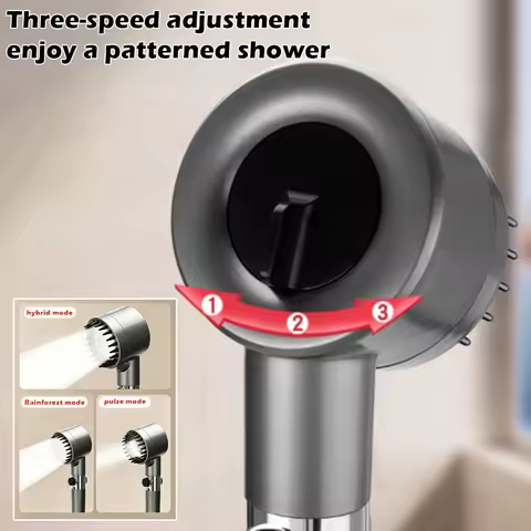 High Pressure Massage Showerhead 4 Modes Rainfall Shower Head One-Key Stop Water With Filter Element
