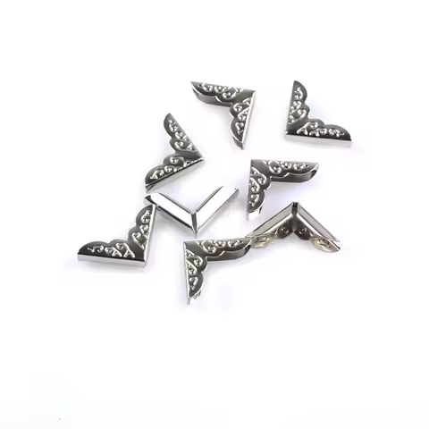 50Pcs Silver Flower Pattern Corners For Books Scrapbooking DIY Metal Crafts Photo Albums Menu Corner
