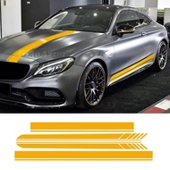 Car Hood Roof Racing Side Skirt Stripes Vinyl Decal Sticker For Benz C63 Coupe W205 AMG C200 C250 Ac