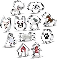 Dog Cookie Cutter Shapes Set of 11 - Metal Animal Dog Theme Biscuit Cutter Molds Includes Corgi, Poo