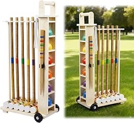 6 Player Croquet Set for Adults with Wooden Stand - 33.9 Inch Professional Outdoor Lawn Game Include