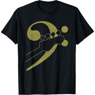 T-shirt dengan cetakan nota bass, gitar, pemain bass, pemuzik, pemain bass.