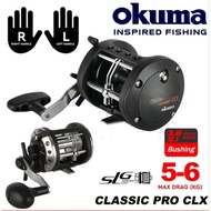 (Max Drag 5Kg-6kg) Okuma Classic Pro CLX (Right/Left handle Levelwind Star Drag Fishing Reel) Boat F