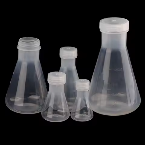 50ml To 1000ml Lab Plastic Erlenmeyer Flask Conical Container Bottle With Screw Cap For Laboratory E