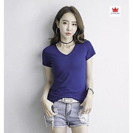 Áo Phông Nữ Basic cổ tim tay ngắn 7 màu cotton lạnh chất đẹp dày dặn siêu co giãn chống bai xù
