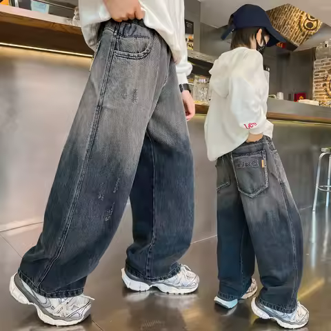 Baby Boys Jeans Child Y2k Pants Tween Boys Denim Teenage Spring Autumn Long Trousers Toddler Straigh
