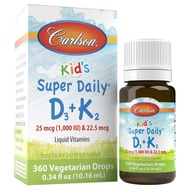 Carlson, Kid's, Super Daily D3+K2, 25 mcg (1,000 IU) & 22.5 mcg, 0.34 fl oz