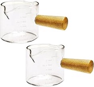 PRATYAHARA 2 Pack Espresso Shot Glasses with Double Spout Measuring Glass Espresso Cups Cookware wit