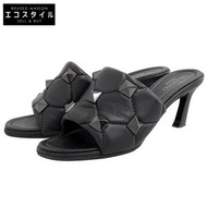 Valentino Garavani 皮革金字塔鉚釘露趾高跟涼鞋，女款，黑色，36 號 (VSW BK3)