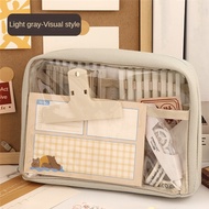 YILQQPER L-shaped Subject Classification Bag 3-layer Large Opening Transparent Mesh File Bag Zipper 