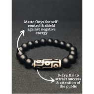 9 eye DZI with Matte lucky charm elastic bracelet to attracts success and attention of the public
